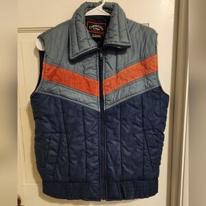 Vintage Men's Quilted Ski Vest, Size S